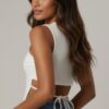 Sleeveless Mock Neck Top with Adjustable Side-Slit Tie