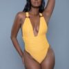 Abigail One-Piece Swimsuit – Plunge Neck & Tortoise Rings