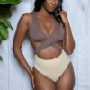 Mia Colorblock One-Piece Swimsuit – Plunging V & Crisscross