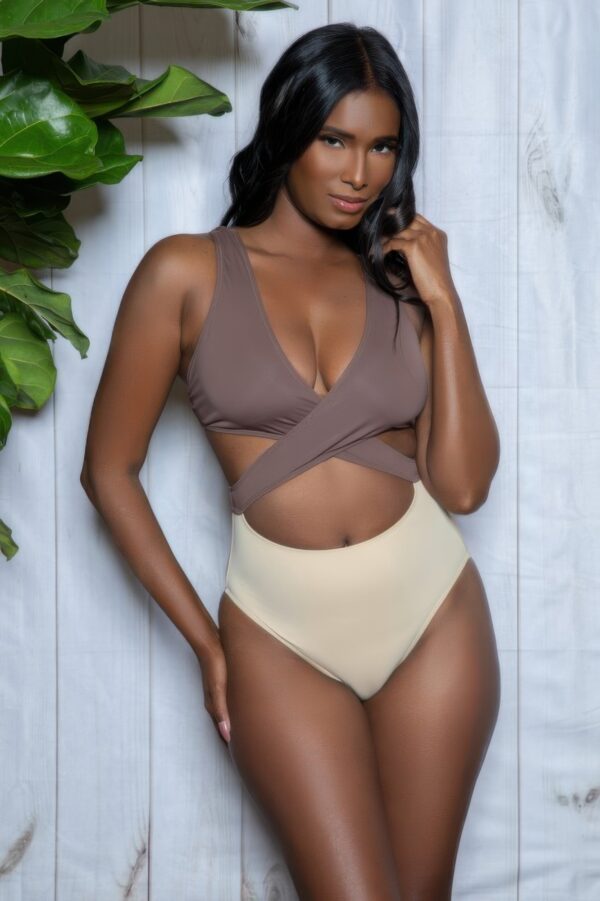 Mia Colorblock One-Piece Swimsuit – Plunging V & Crisscross