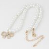 White Pearl Bow Necklace – 16″ Collarbone Chain