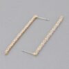 Rhinestone Pearl Drop Earrings – Slim Dangle