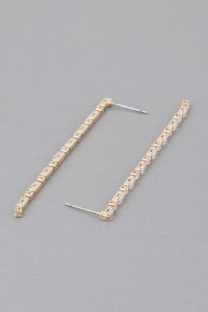 Rhinestone Pearl Drop Earrings – Slim Dangle