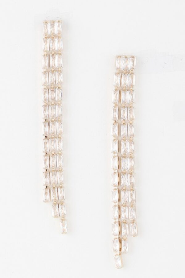 Rhinestone Tassel Statement Earrings – Oversized Drop