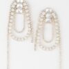 Oval Rhinestone Fringe Earrings – Statement Drops