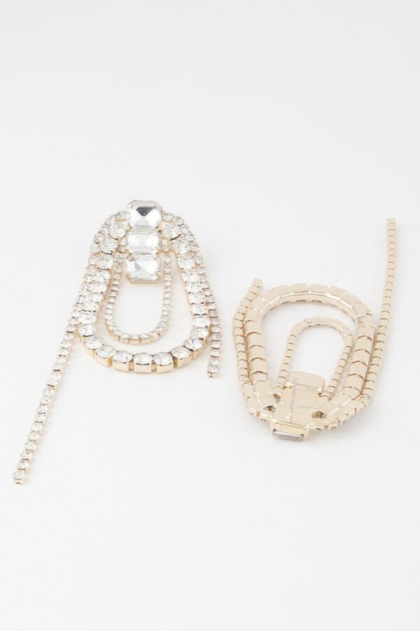 Oval Rhinestone Fringe Earrings – Statement Drops