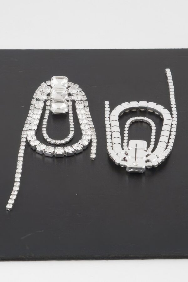 Oval Rhinestone Fringe Earrings – Statement Drops