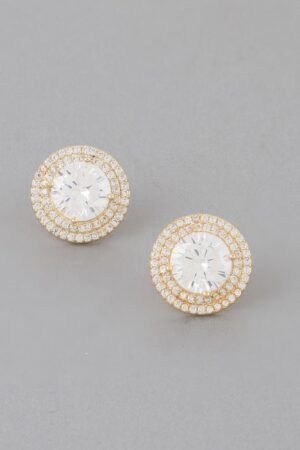 Crystal Rhinestone Stud Earrings – 0.5″ Cubic Zirconia