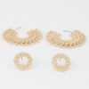 Braided Metallic Hoop Earrings – 1.6″ Mid-Size