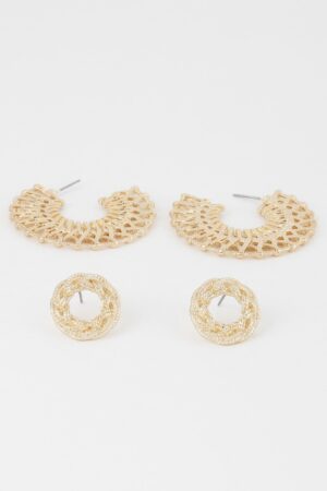 Braided Metallic Hoop Earrings – 1.6″ Mid-Size