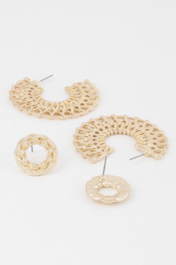 Braided Metallic Hoop Earrings – 1.6″ Mid-Size