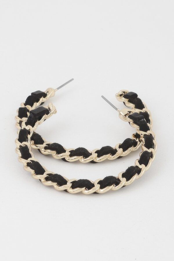 Velvet Lace Wrapped Hoop Earrings – 1.8″