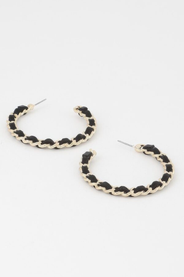 Velvet Lace Wrapped Hoop Earrings – 1.8″