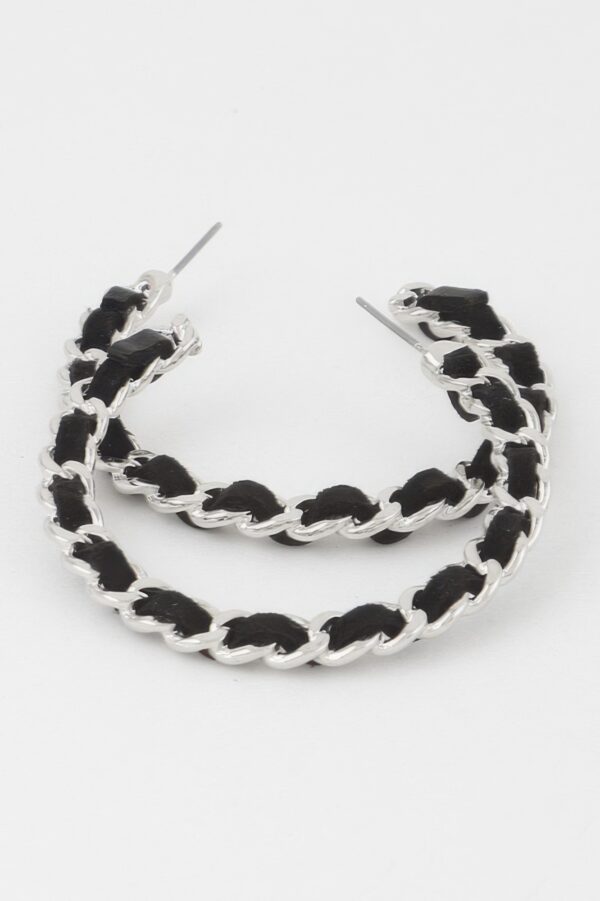 Velvet Lace Wrapped Hoop Earrings – 1.8″