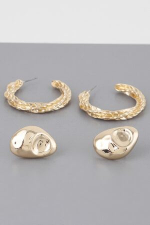 Hammered Twist Hoop Earrings – Mid-Size Hoops