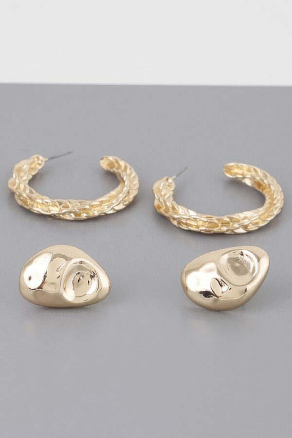 Hammered Twist Hoop Earrings – Mid-Size Hoops