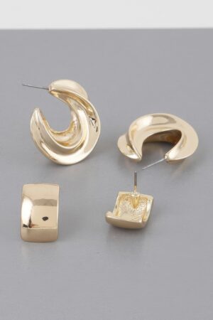 Two-Pair Mini C Hoop Earring Set – 1″ Petite Hoops