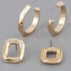 Copper Clip-On Square Earrings – 1″ Metallic Finish