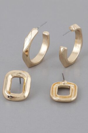 Copper Clip-On Square Earrings – 1″ Metallic Finish