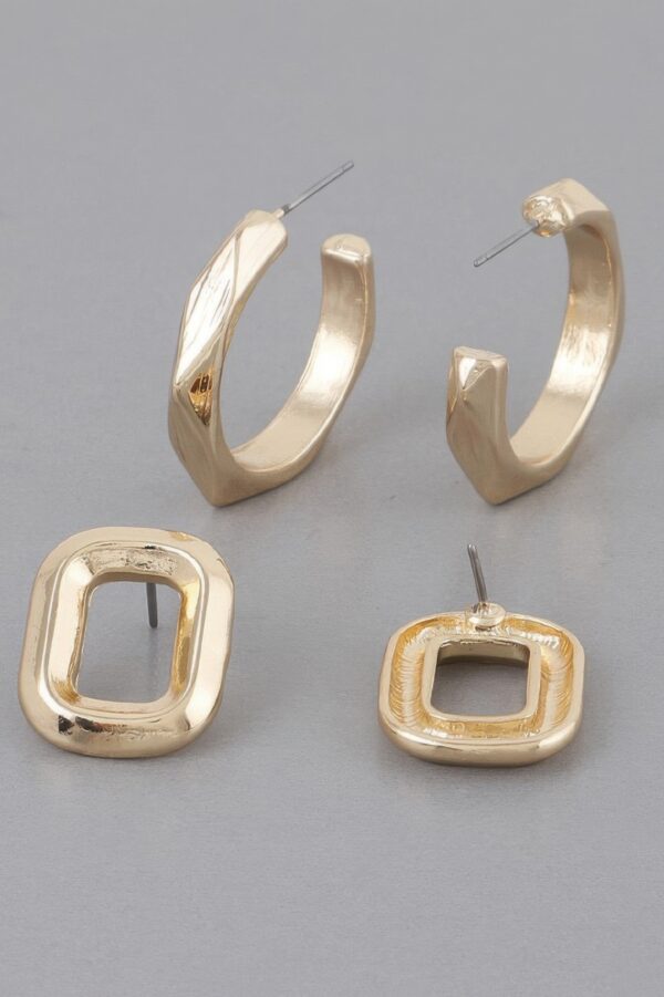 Copper Clip-On Square Earrings – 1″ Metallic Finish