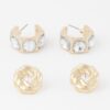 Embellished Zircon Stud Earrings – Petite 0.8″