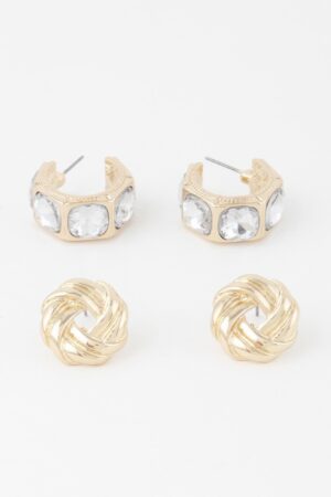 Embellished Zircon Stud Earrings – Petite 0.8″
