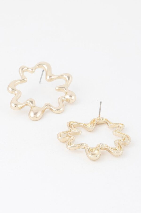Melting Circular Earrings – Sculptural Polished Circles