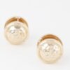 Gold Pleated Circle Button Clip-On Earrings
