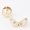 Gold Pleated Circle Button Clip-On Earrings