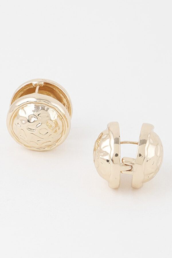 Gold Pleated Circle Button Clip-On Earrings