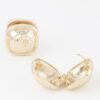 Square Pleated Clip-On Earrings – Gold Finish