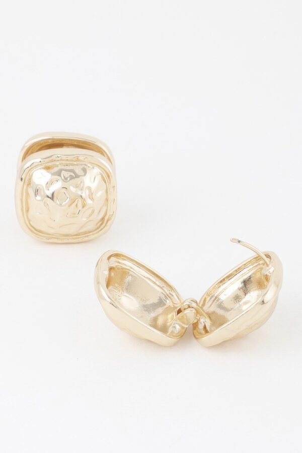 Square Pleated Clip-On Earrings – Gold Finish