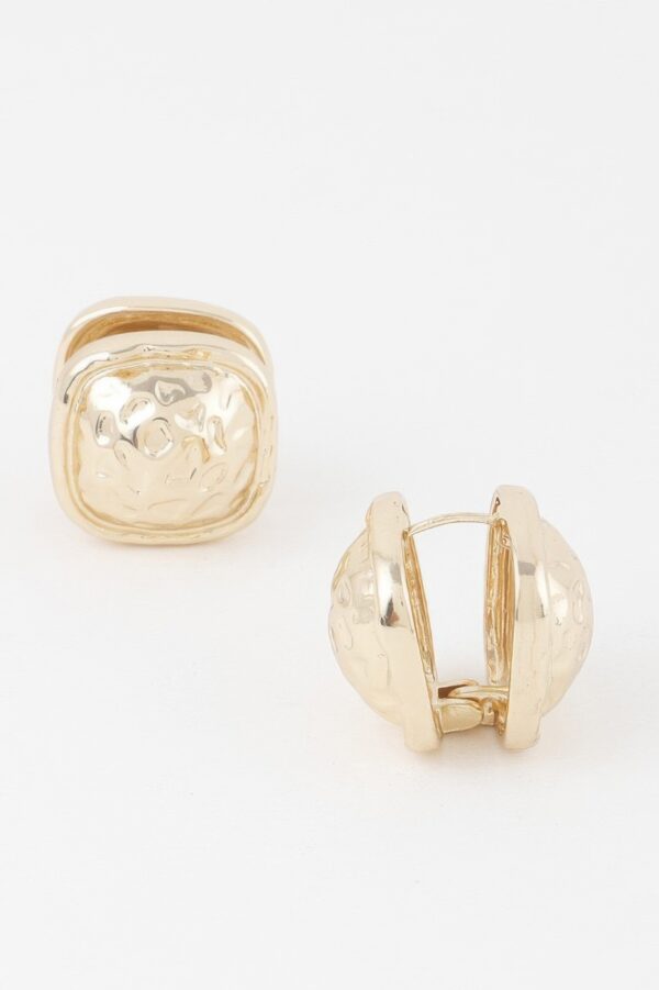 Square Pleated Clip-On Earrings – Gold Finish