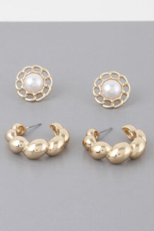 Bubbly Hoop Earrings – Bubble-Textured Gold-Tone