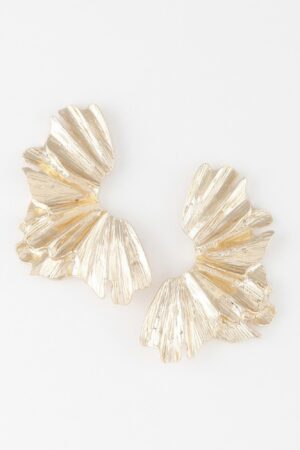 Sculptural Floral Gold-Tone Drop Earrings