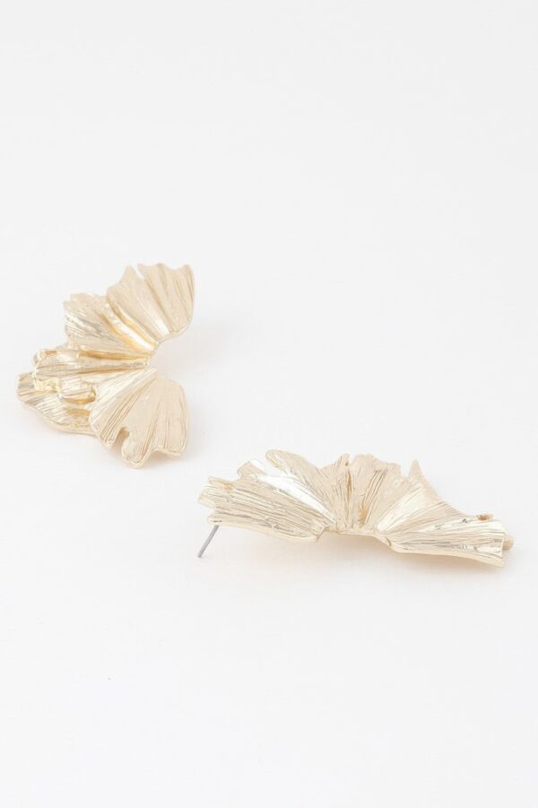 Sculptural Floral Gold-Tone Drop Earrings