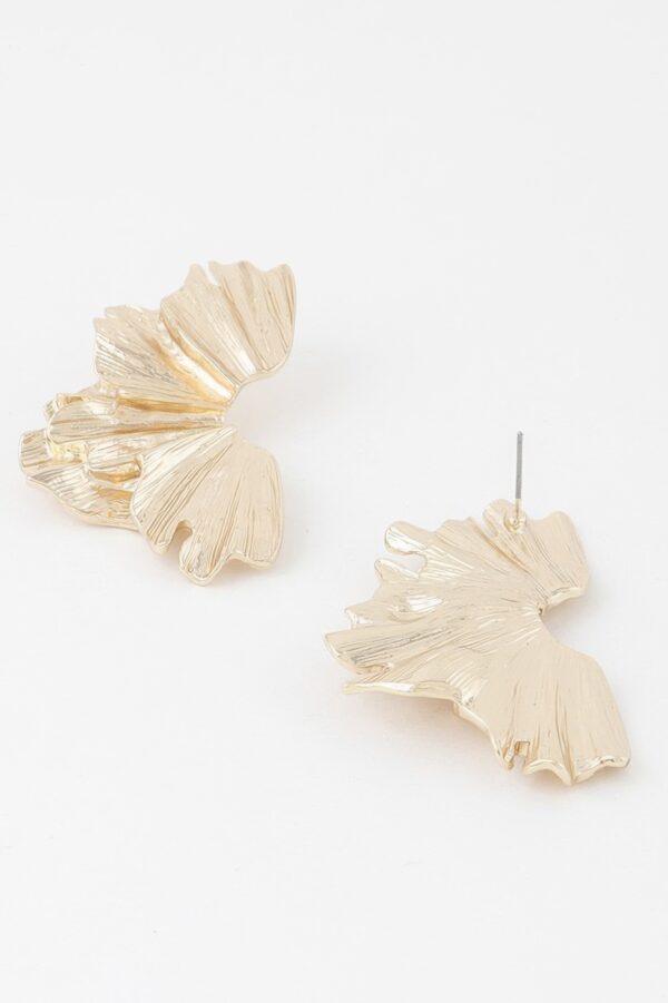 Sculptural Floral Gold-Tone Drop Earrings