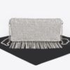 Rhinestone Fringe Metallic Evening Clutch