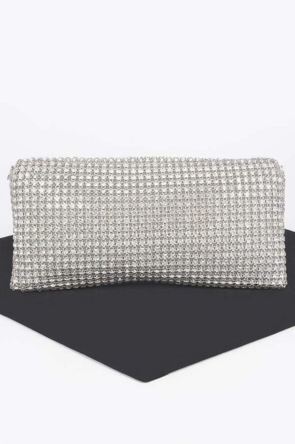Rhinestone Fringe Metallic Evening Clutch