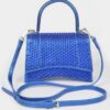 Metallic Rhinestone Top Handle Flap Bag