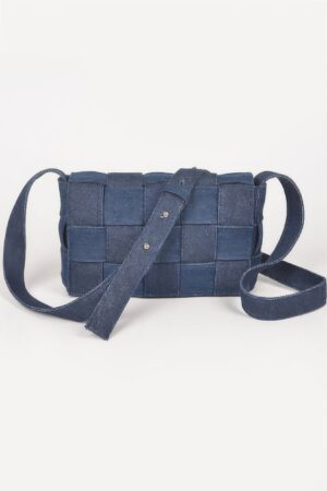 Denim Braided Flap Crossbody Bag – Mixed Metal Hardware
