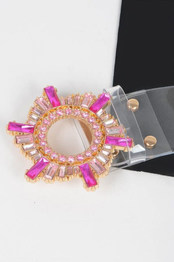 Multi-Stone Buckle Clear PVC Belt – 2″ Wide