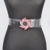 Multi-Stone Buckle Clear PVC Belt – 2″ Wide