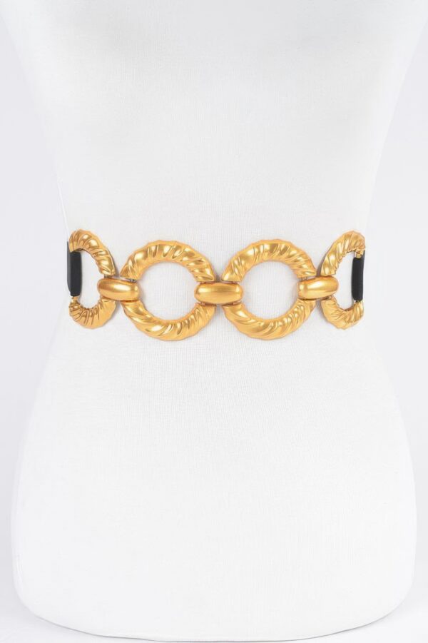Extra-Wide Elastic Belt with Multi-Metal Buckle