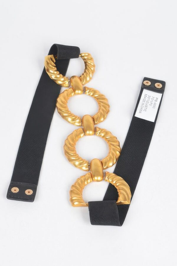 Extra-Wide Elastic Belt with Multi-Metal Buckle