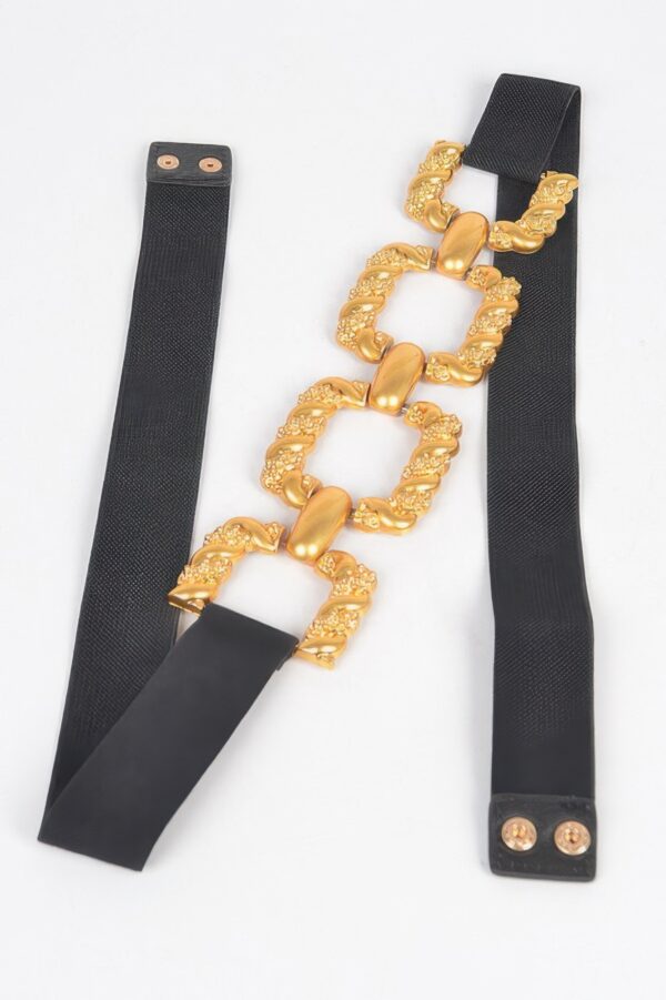 Plus-Size Elastic Belt with Multi-Metal Buckle