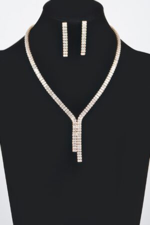 Rhinestone Necklace and Earring Set – 10″ Sparkle