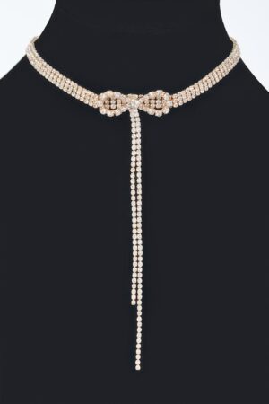 Rhinestone Bow String Choker – Slim Sparkle