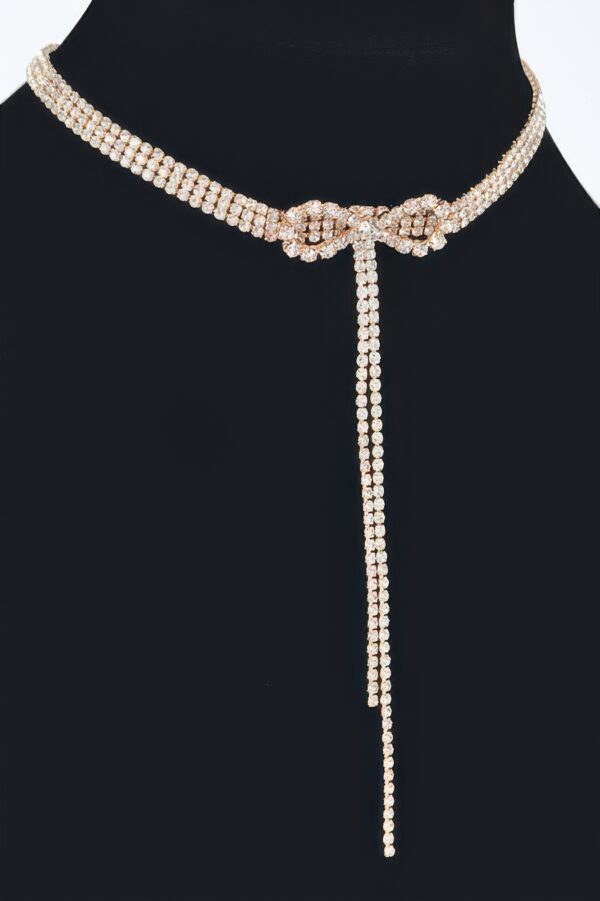 Rhinestone Bow String Choker – Slim Sparkle