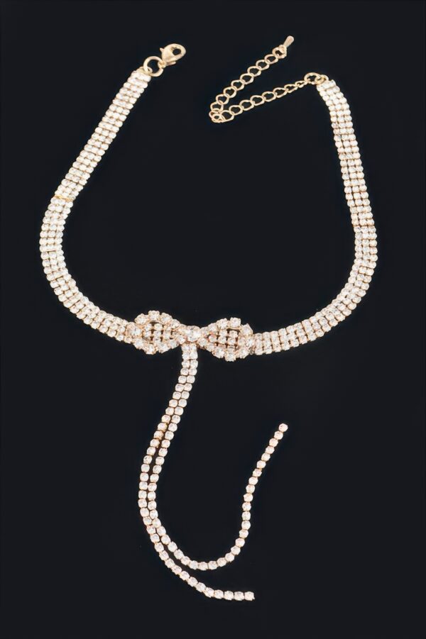 Rhinestone Bow String Choker – Slim Sparkle